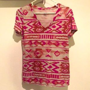 Pink patterned v-neck
